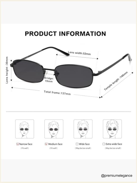 Retro Rectangle Sunglasses Narrow Thin Skinny Y2k Chic Unisex UV400